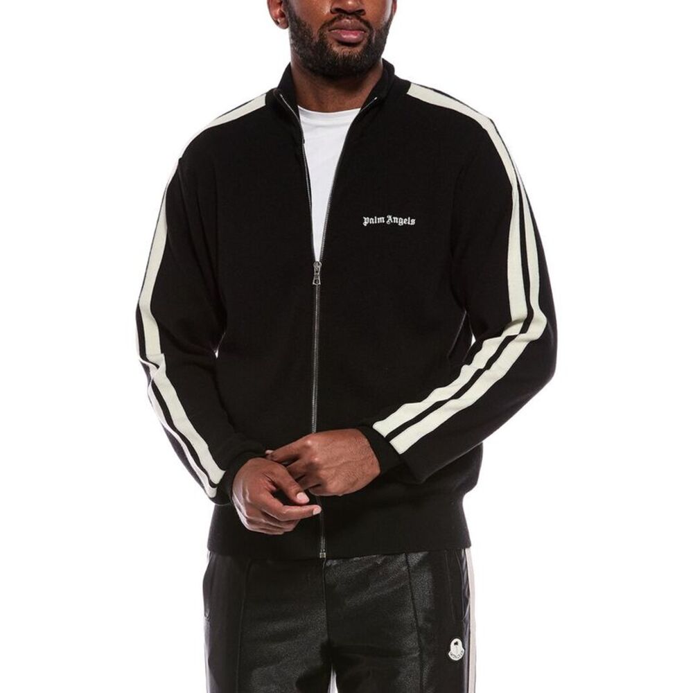 Palm Angels Mens  Knit Wool & Cashmere-Blend Jacket, Black